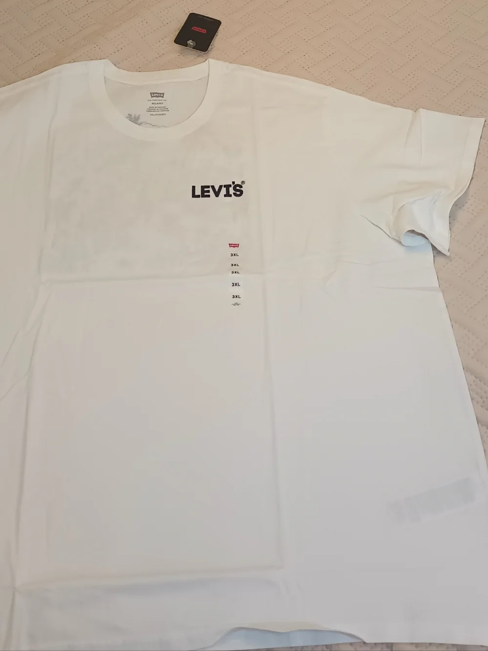 Men's Levi's White Crewneck T-Shirt with‎ Graphics On The Back 3XL